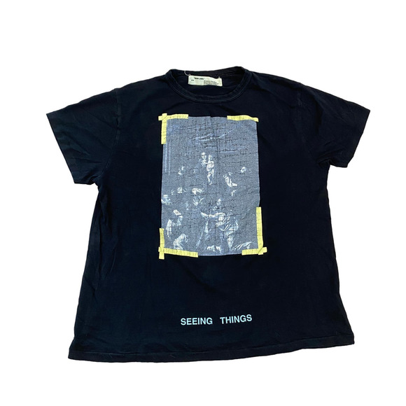 Off White Diagonal Caravaggio T Shirt Men's Large Streetwear Abloh